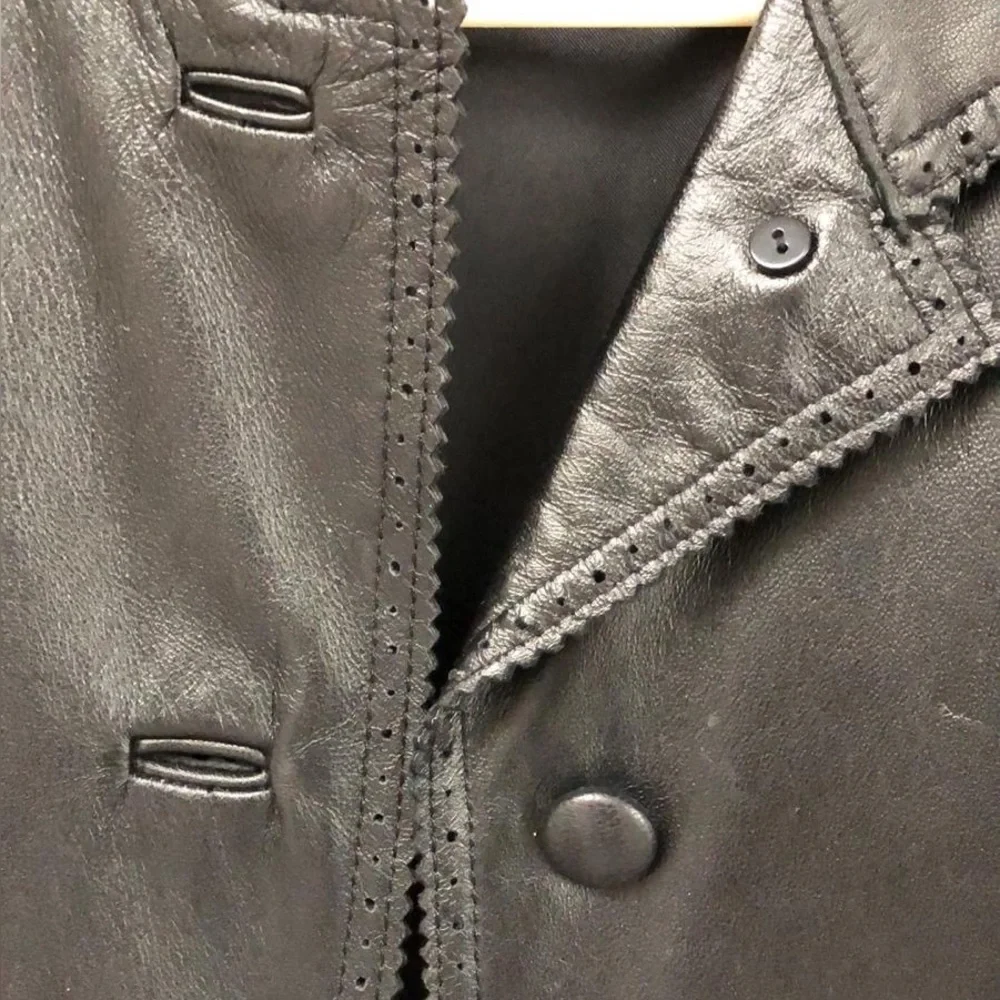 DKNY Women’s Black Leather Jacket - Picture 3 of 6